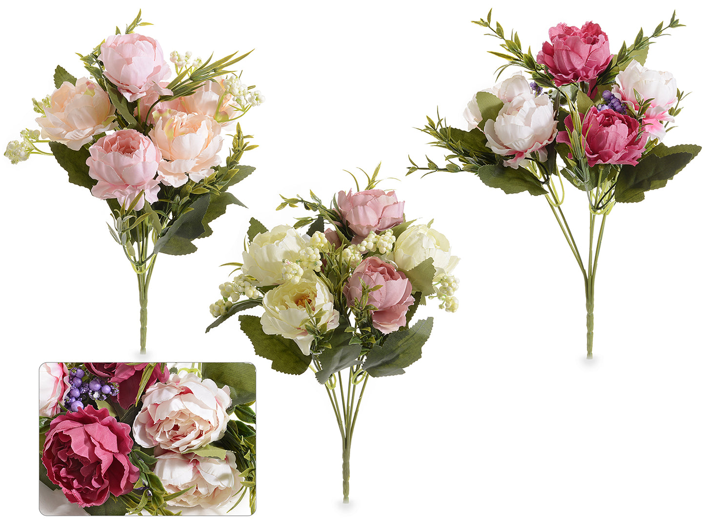 Mazzo di Peonie e Rose Artificiali in Stoffa