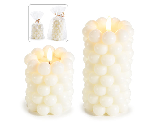 Set 2 Candele Bubble in Cera con Fiamma LED in Confezione Singola